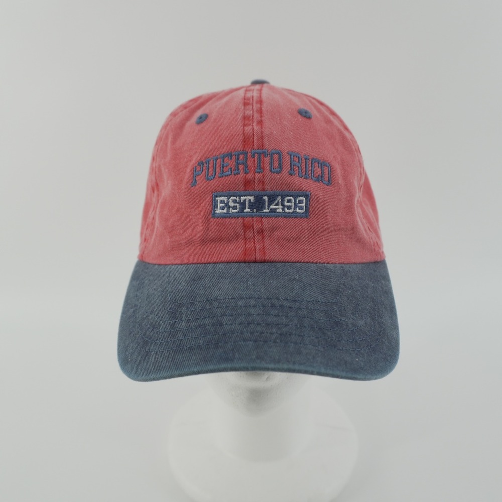 Newhattan Puerto Rico Baseball Cap Unisex OSFA Red Blue Embroidered Est 1493